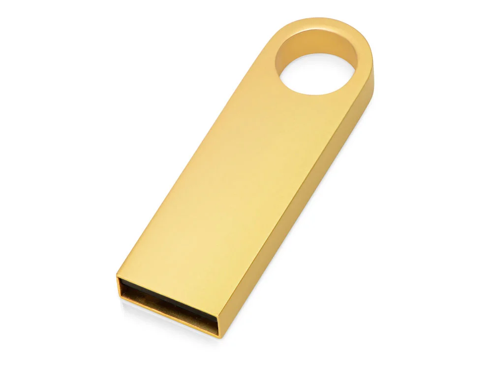USB 2.0- флешка на 32 Гб с мини чипом компактный дизайн с круглым отверстием золотистый 32Gb - фото 1