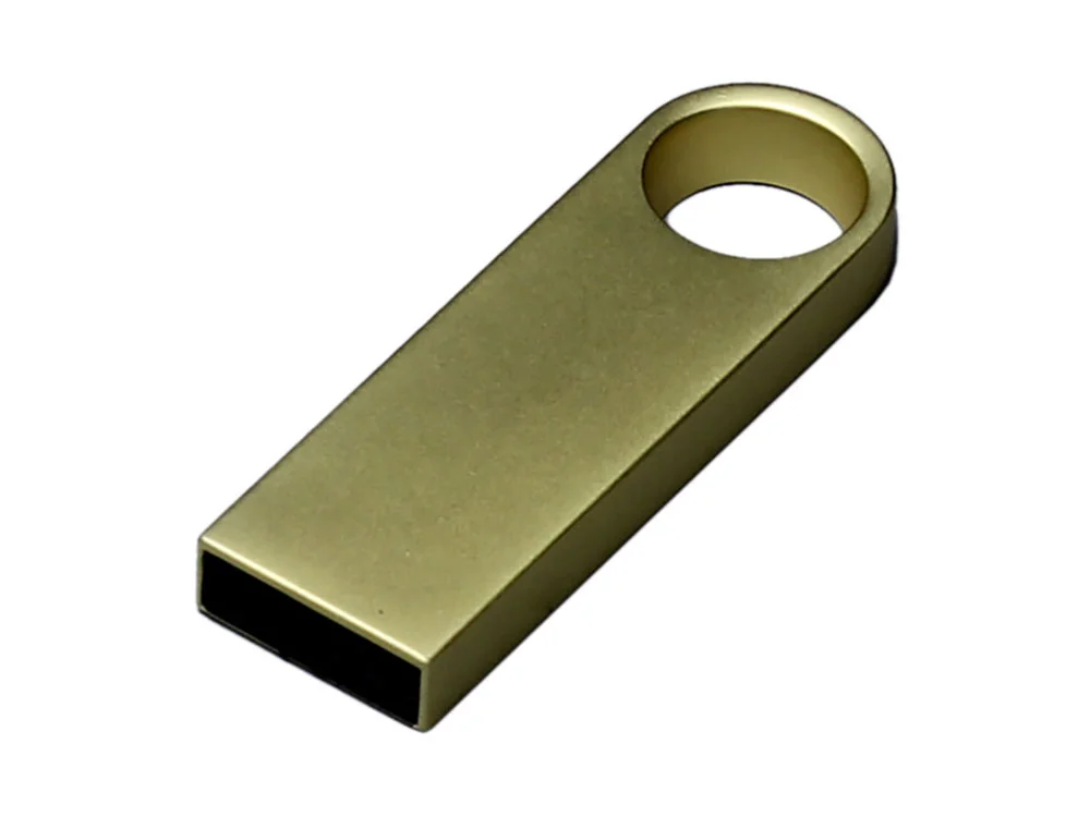 USB 2.0-флешка на 512 Мбайт с мини чипом и круглым отверстием золотистый 512Mb - фото 2