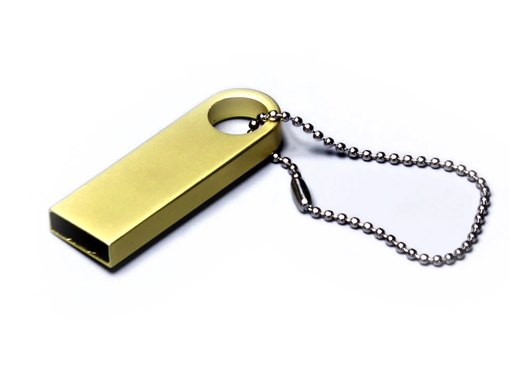 USB 2.0-флешка на 4 Гб с мини чипом и круглым отверстием золотистый 4Gb - фото 1