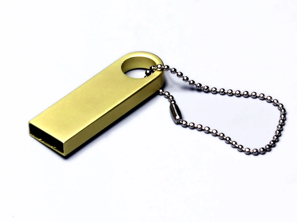 USB 2.0-флешка на 128 Гб с мини чипом и круглым отверстием золотистый 128Gb - фото 1