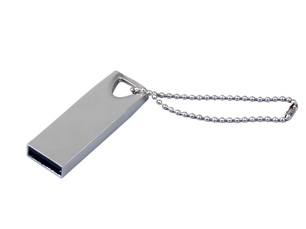 USB 2.0-флешка на 16 Гб с мини чипом и отверстием для цепочки серебристый 16Gb