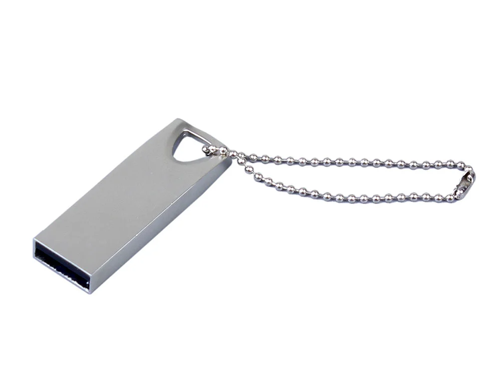 USB 2.0-флешка на 64 Гб с мини чипом и отверстием для цепочки серебристый 64Gb