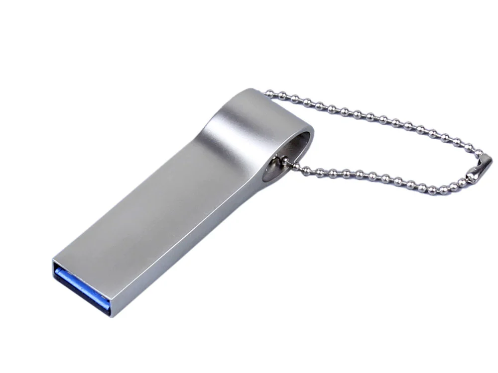USB 2.0-флешка на 4 Гб с мини чипом и боковым отверстием для цепочки серебристый 4Gb