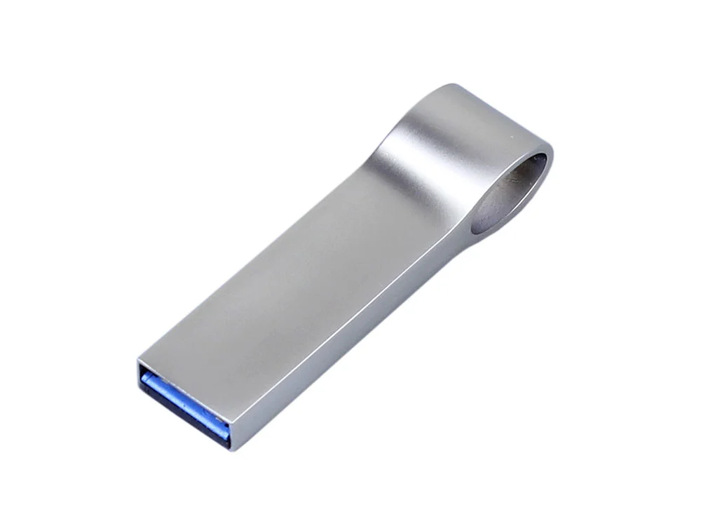 USB 2.0-флешка на 4 Гб с мини чипом и боковым отверстием для цепочки серебристый 4Gb - фото 2