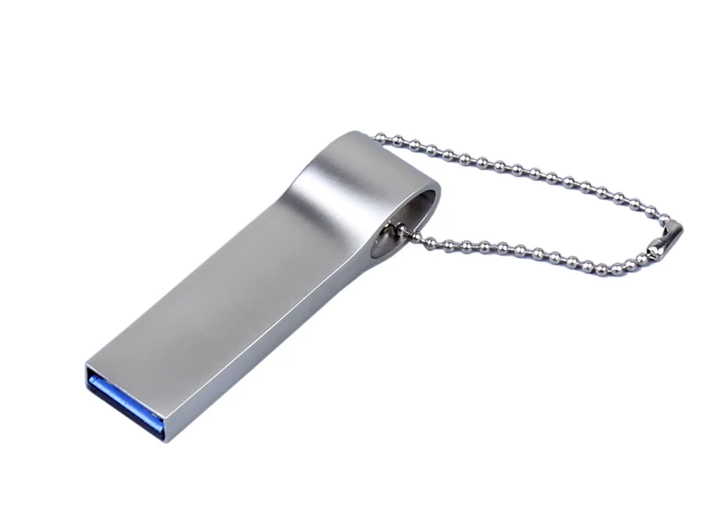 USB 2.0-флешка на 16 Гб с мини чипом и боковым отверстием для цепочки серебристый 16Gb