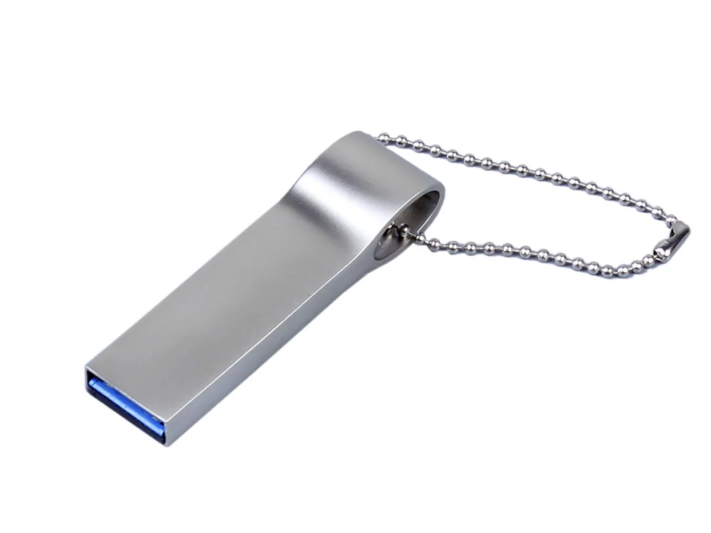 USB 2.0-флешка на 32 Гб с мини чипом и боковым отверстием для цепочки серебристый 32Gb