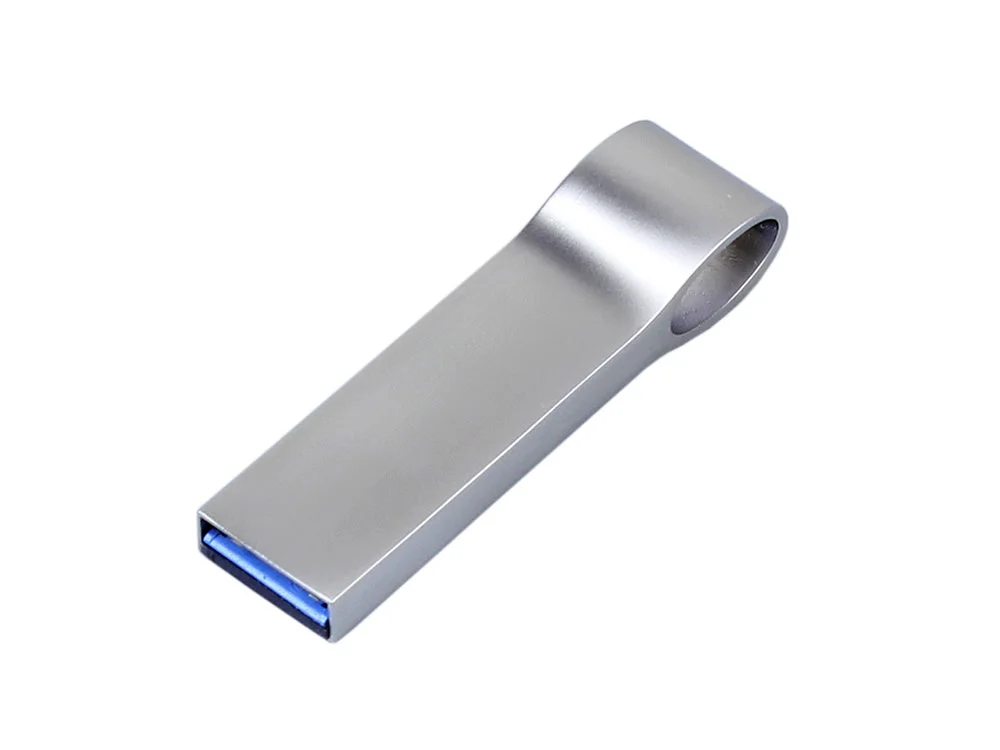 USB 2.0-флешка на 64 Гб с мини чипом и боковым отверстием для цепочки серебристый 64Gb - фото 2