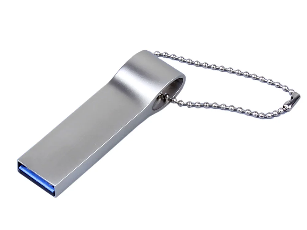 USB 2.0-флешка на 128 Гб с мини чипом и боковым отверстием для цепочки серебристый 128Gb
