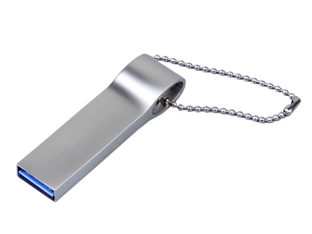 USB 3.0-флешка на 32 Гб с мини чипом и боковым отверстием для цепочки серебристый 32Gb - фото 1
