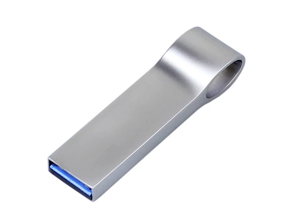USB 3.0-флешка на 64 Гб с мини чипом и боковым отверстием для цепочки серебристый 64Gb - фото 2