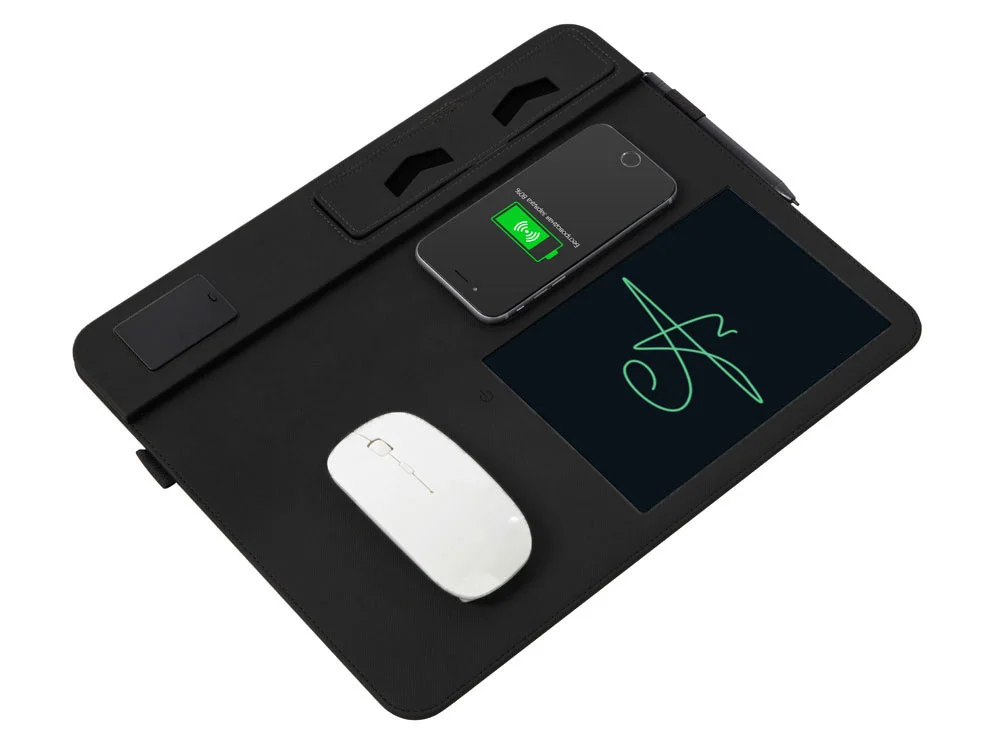 Многофункциональный коврик для мыши Multi Pad с беспроводной зарядкой и LCD экраном 10 Вт черный - фото 4
