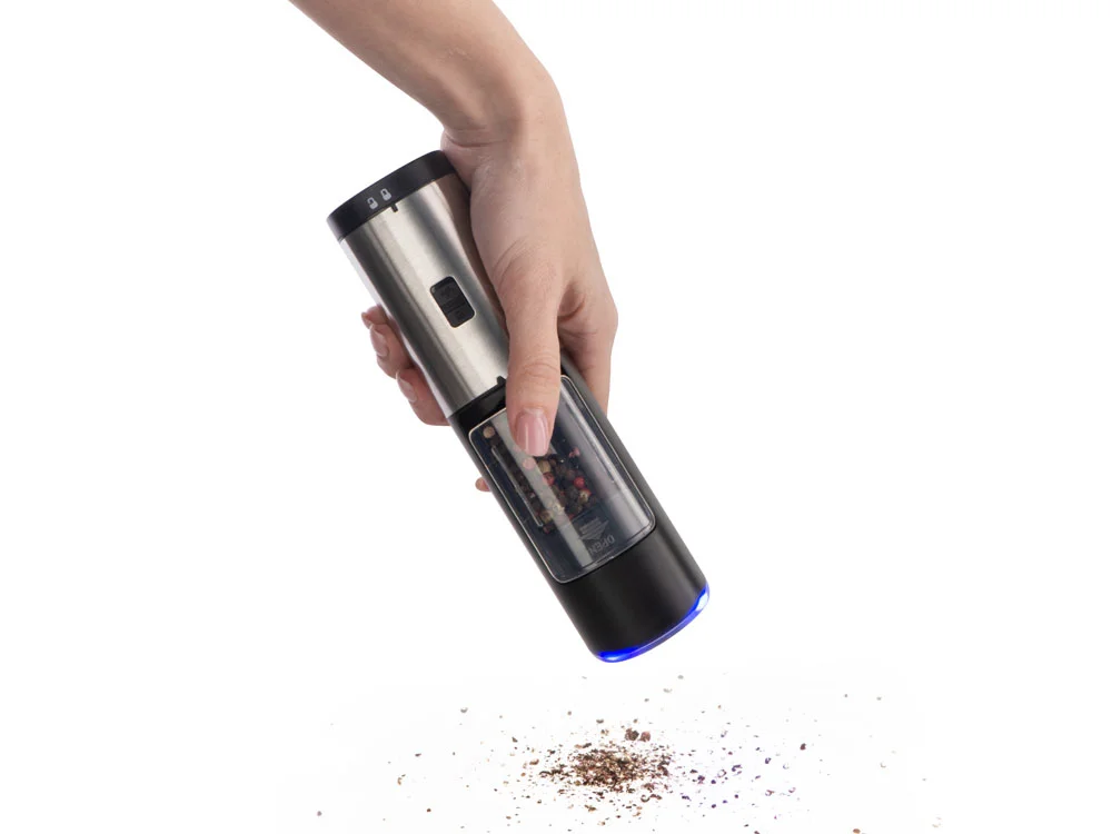 Гравитационная электрическая мельница для соли и перца Mr.Mill черный серебристый - фото 10