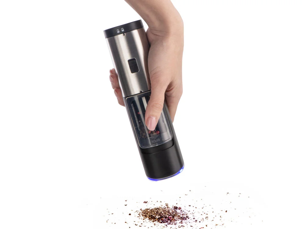 Гравитационная электрическая мельница для соли и перца Mr.Mill черный серебристый - фото 11