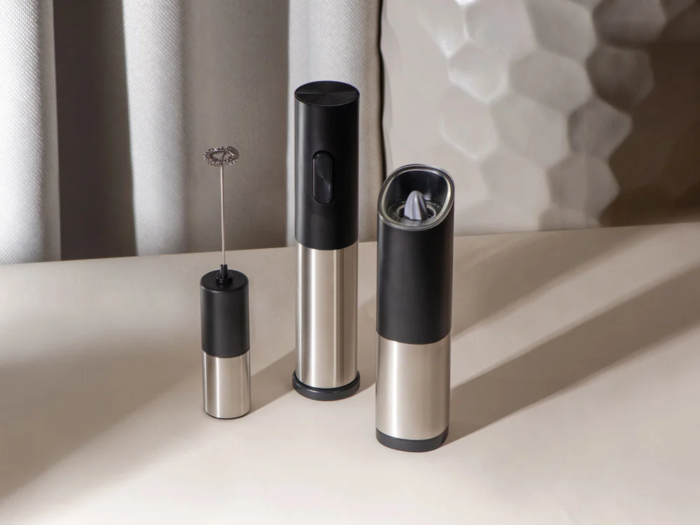 Гравитационная электрическая мельница для соли и перца Mr.Mill черный серебристый - фото 14