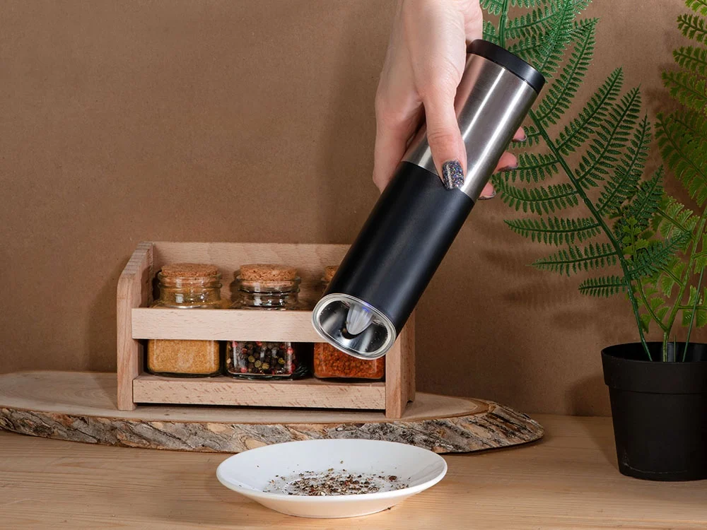 Гравитационная электрическая мельница для соли и перца Mr.Mill черный серебристый - фото 17