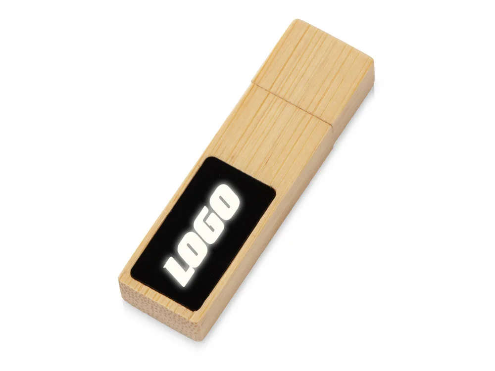 USB 2.0- флешка на 32 Гб c подсветкой логотипа Bamboo LED натуральный 32Gb