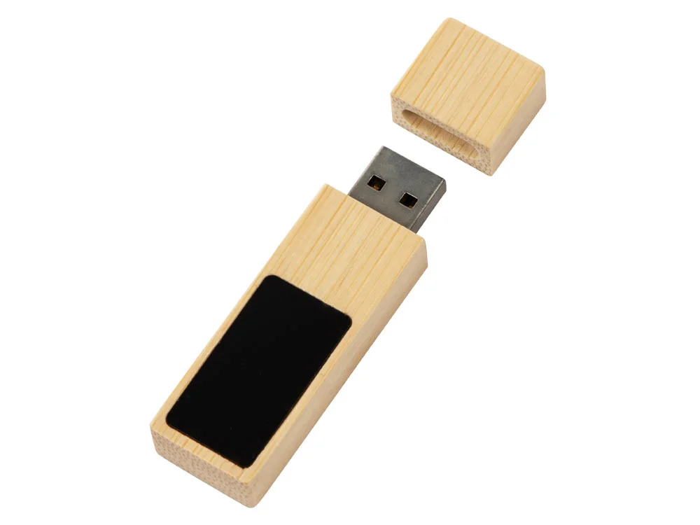 USB 2.0- флешка на 32 Гб c подсветкой логотипа Bamboo LED натуральный 32Gb - фото 2