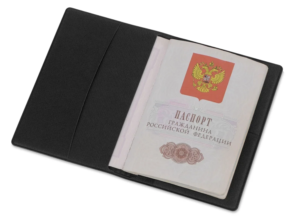 Обложка для паспорта с RFID защитой отделений для пластиковых карт Favor черный - фото 2