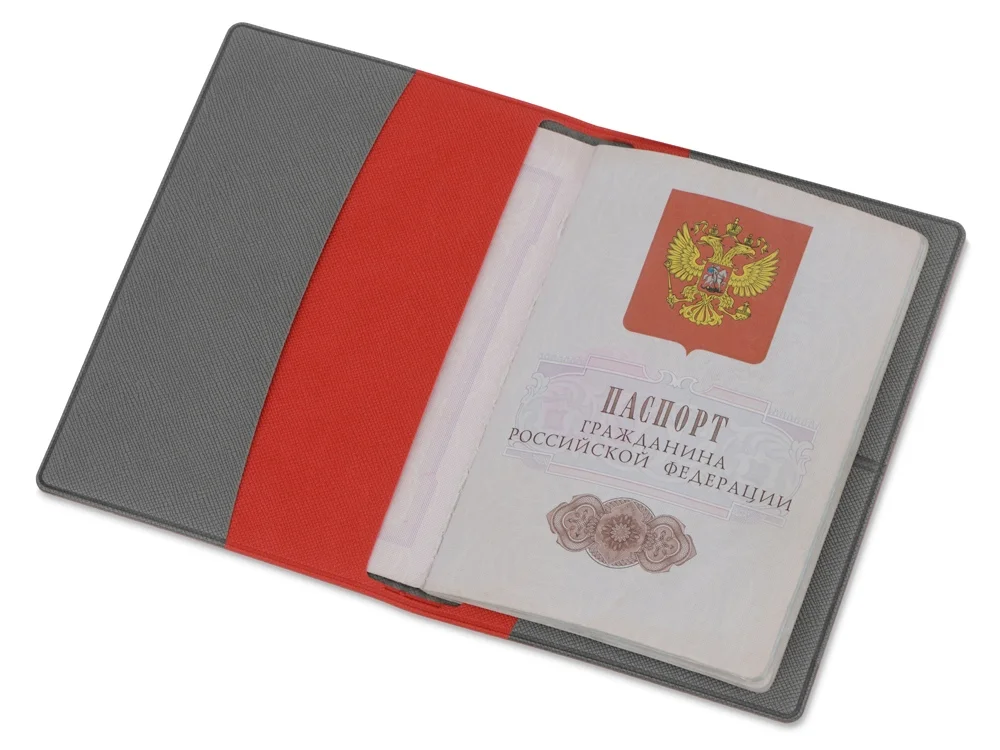 Обложка для паспорта с RFID защитой отделений для пластиковых карт Favor красный/серый - фото 2