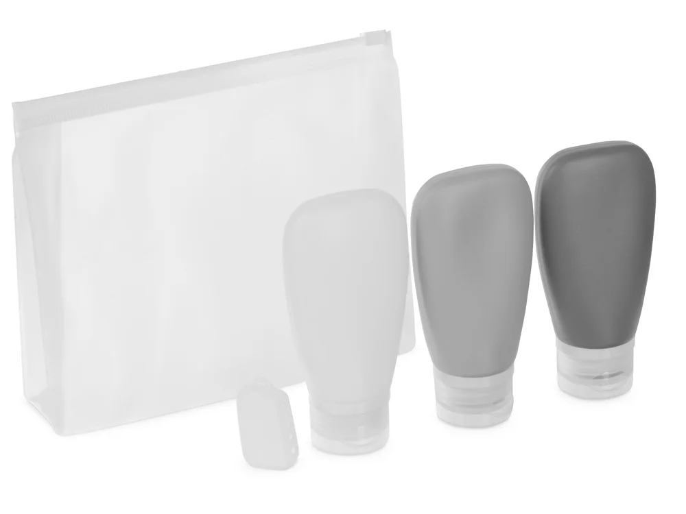 Набор силиконовых емкостей для путешествия On air белый светло-серый темно-серый