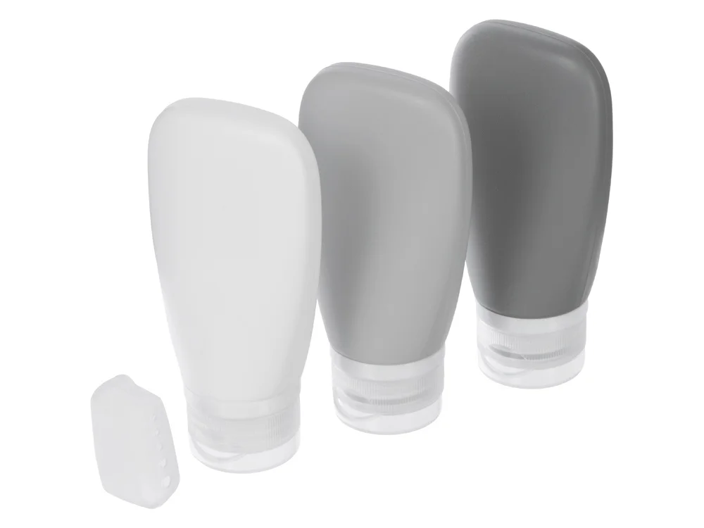 Набор силиконовых емкостей для путешествия On air белый светло-серый темно-серый - фото 5