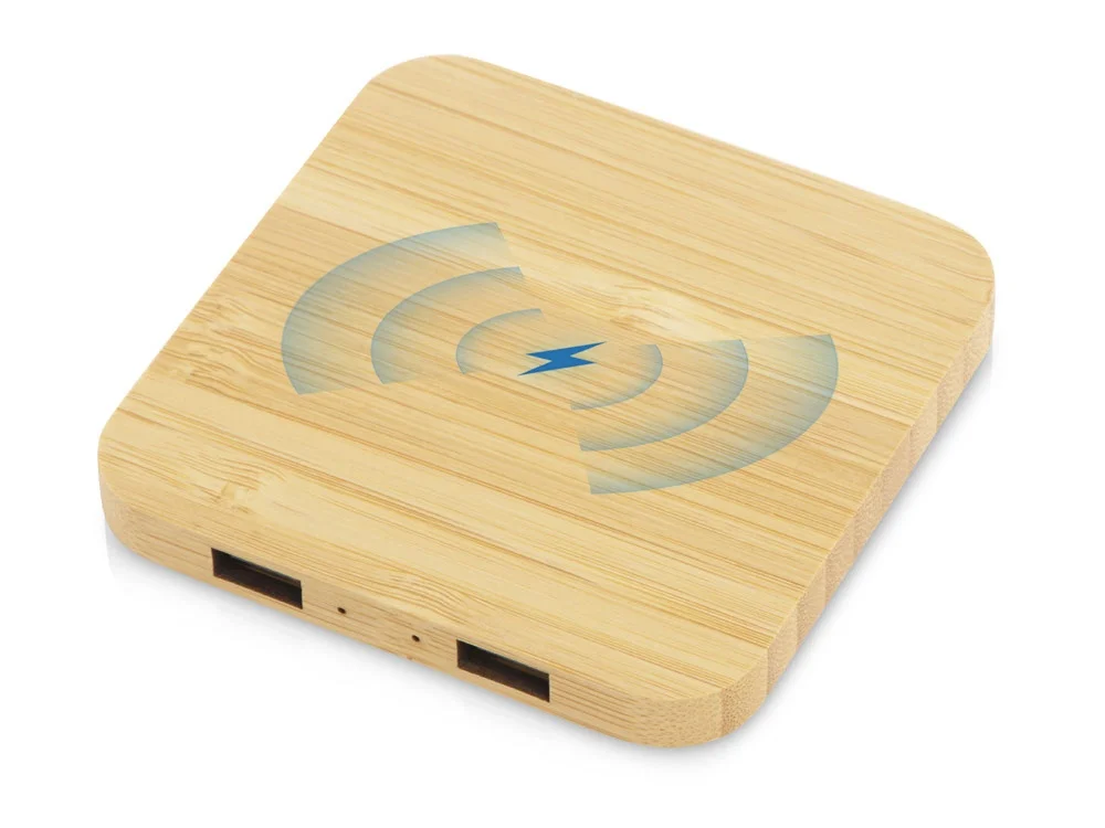 USB-хаб с беспроводной зарядкой из бамбука Plato 5 Вт - фото 1