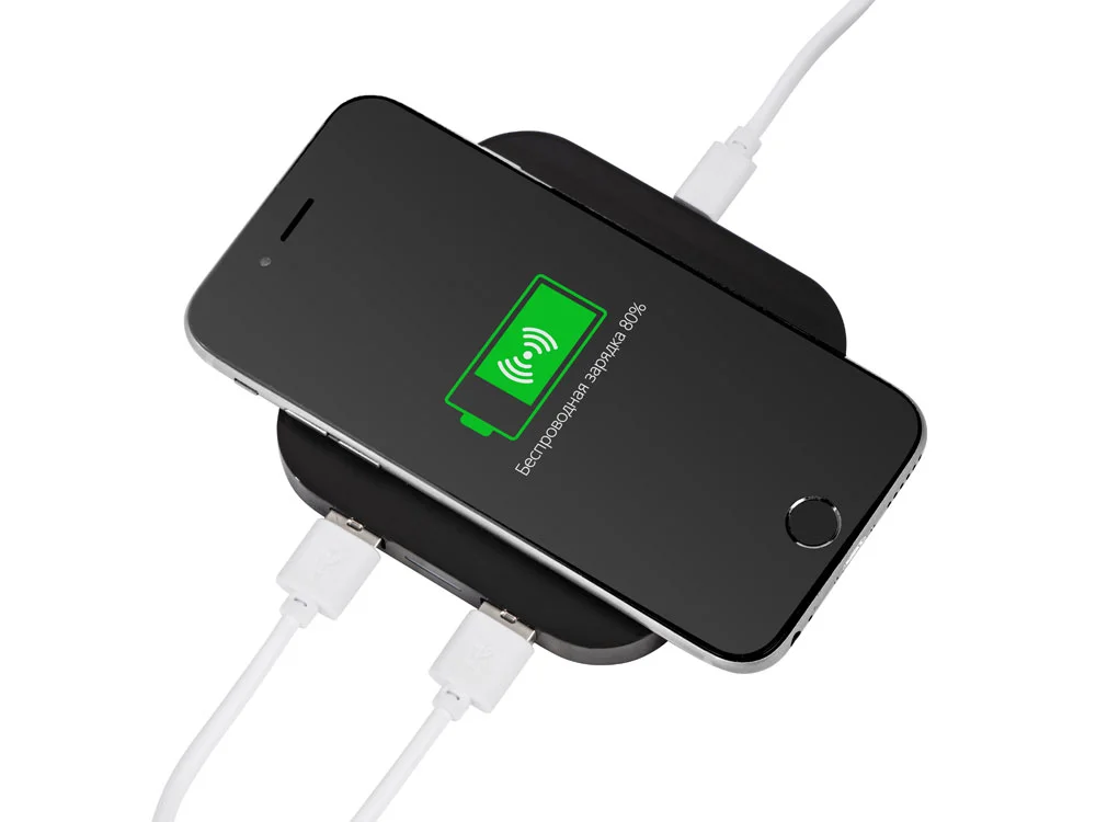 Беспроводная зарядка Tile с 2 USB-A 5 Вт черный - фото 2
