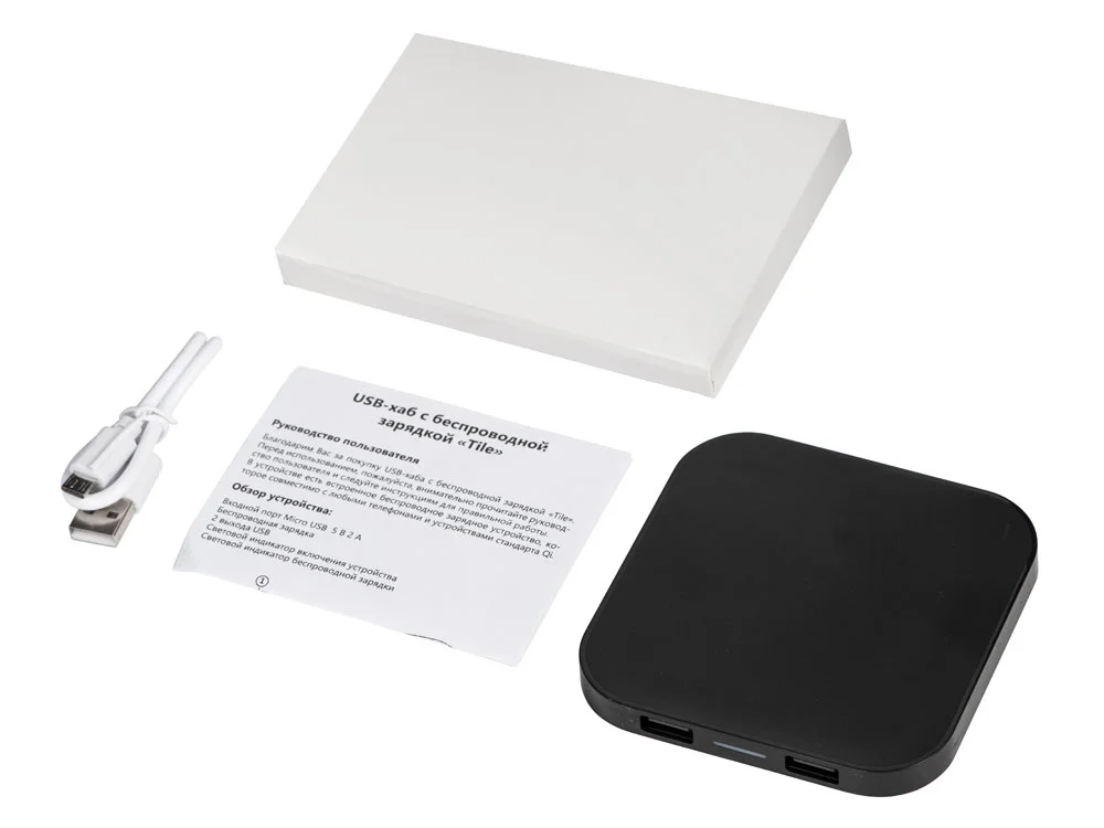 Беспроводная зарядка Tile с 2 USB-A 5 Вт черный - фото 8