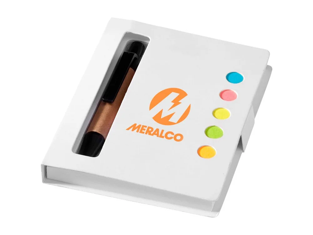 Набор стикеров «Expose» с ручкой и блокнотом А7, белый - фото 3