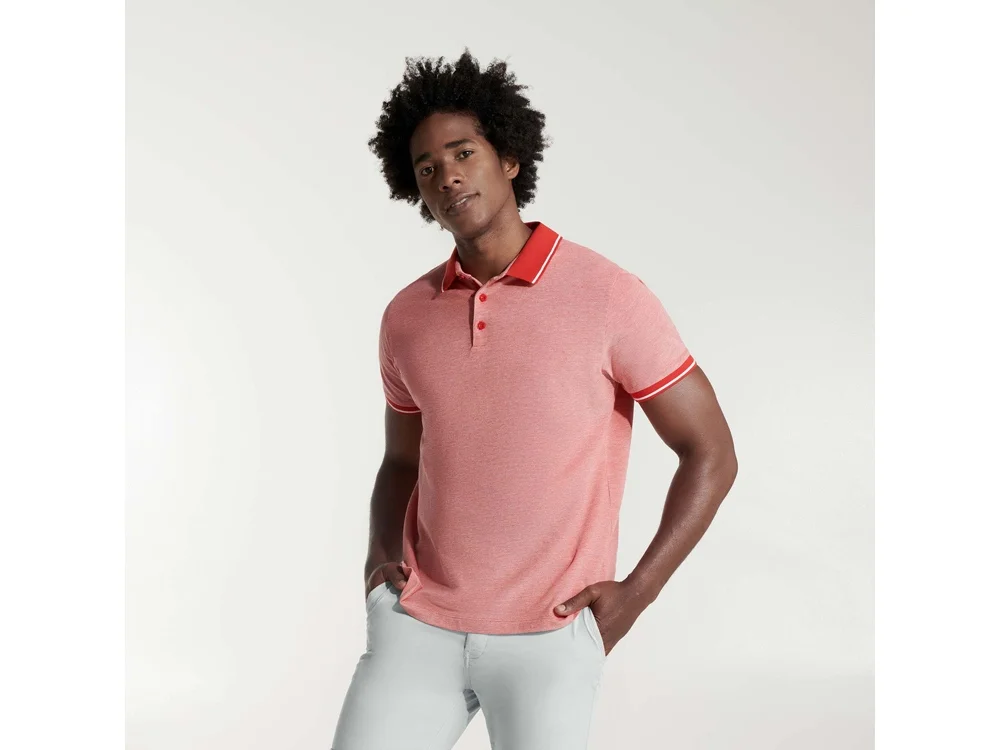 Рубашка поло Bowie мужская меланжевый красный XL - фото 5