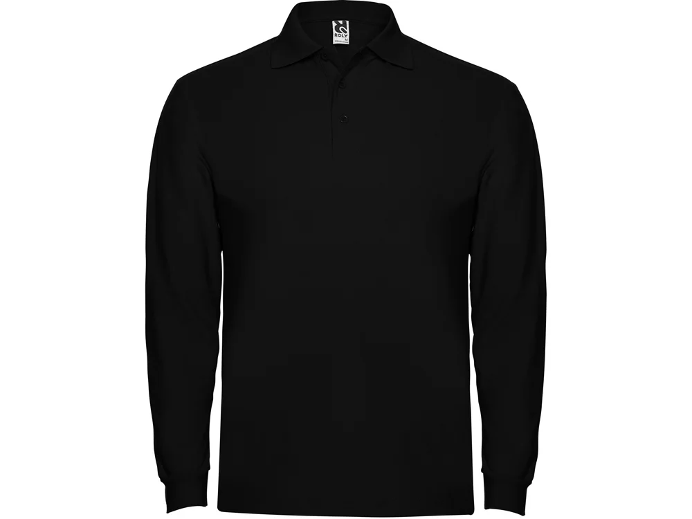 Рубашка поло Estrella мужская с длинным рукавом черный XL - фото 1