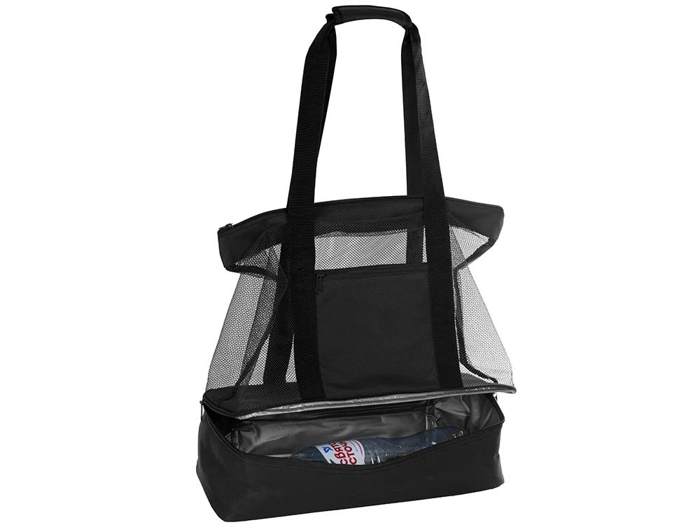 Сумка для шопинга и пляжа «Coolmesh» с изотермическим отделением внизу, черный - фото 4