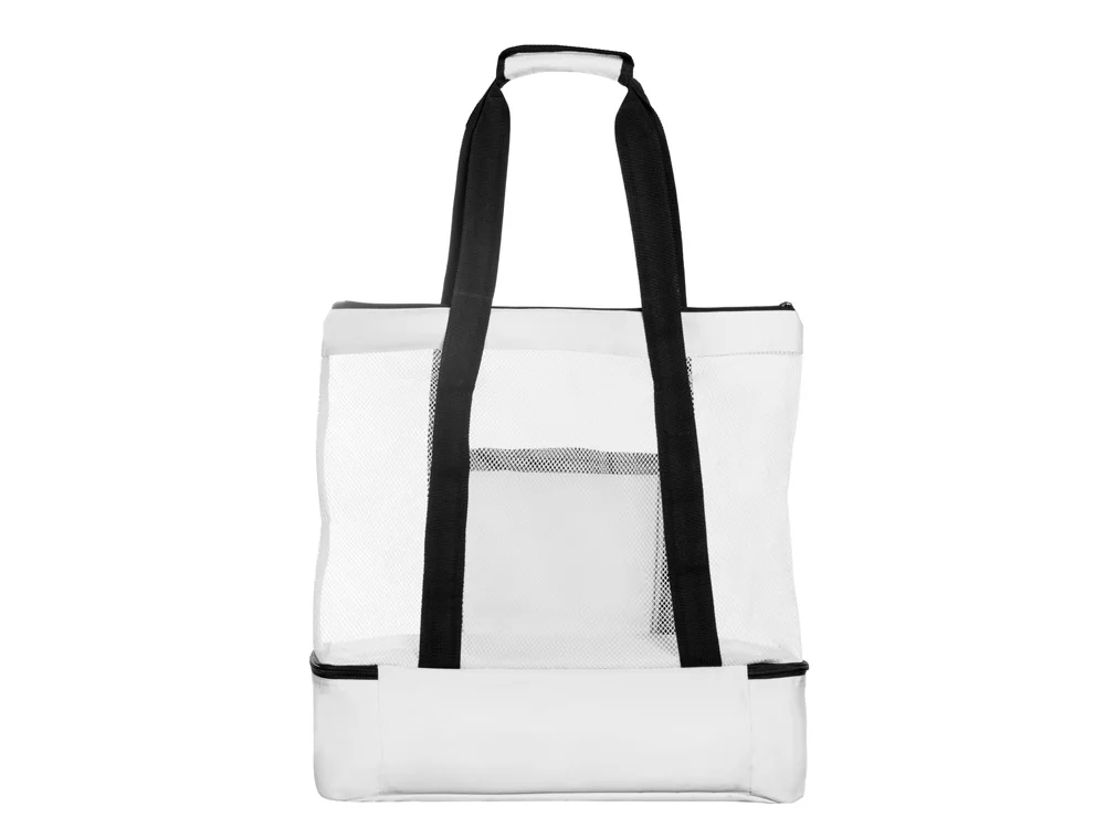 Сумка для шопинга и пляжа «Coolmesh» с изотермическим отделением внизу, белый, черный - фото 3