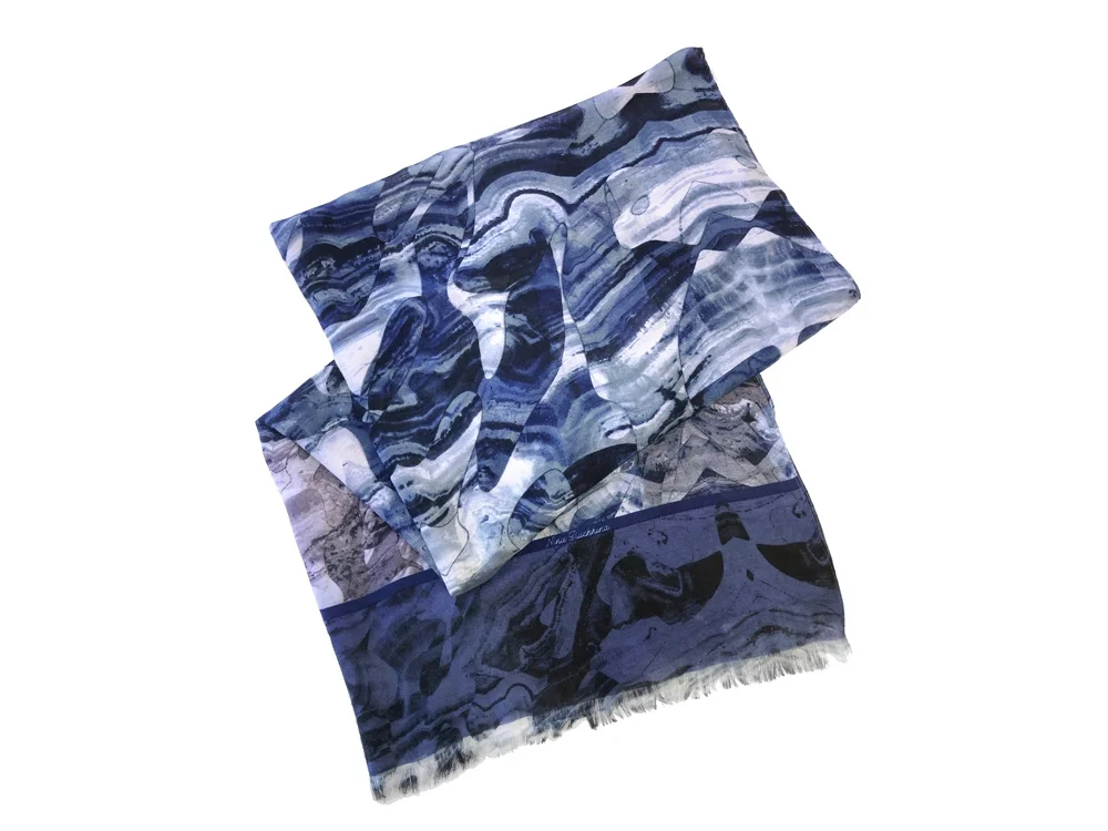 Шарф- палантин «Уральский хребет», синий - фото 2