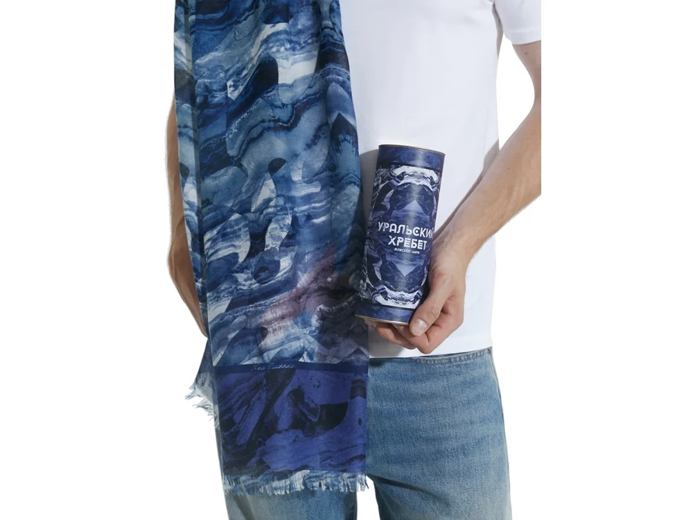 Шарф- палантин «Уральский хребет», синий - фото 5