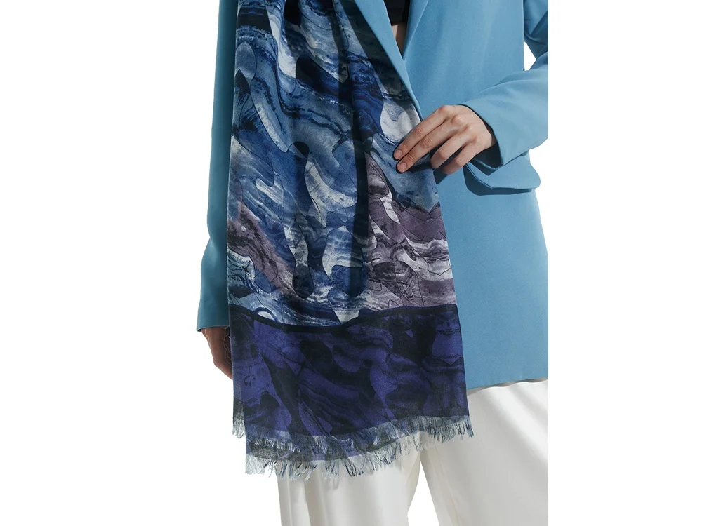 Шарф- палантин «Уральский хребет», синий - фото 7