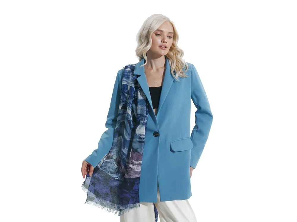 Шарф- палантин «Уральский хребет», синий - фото 8