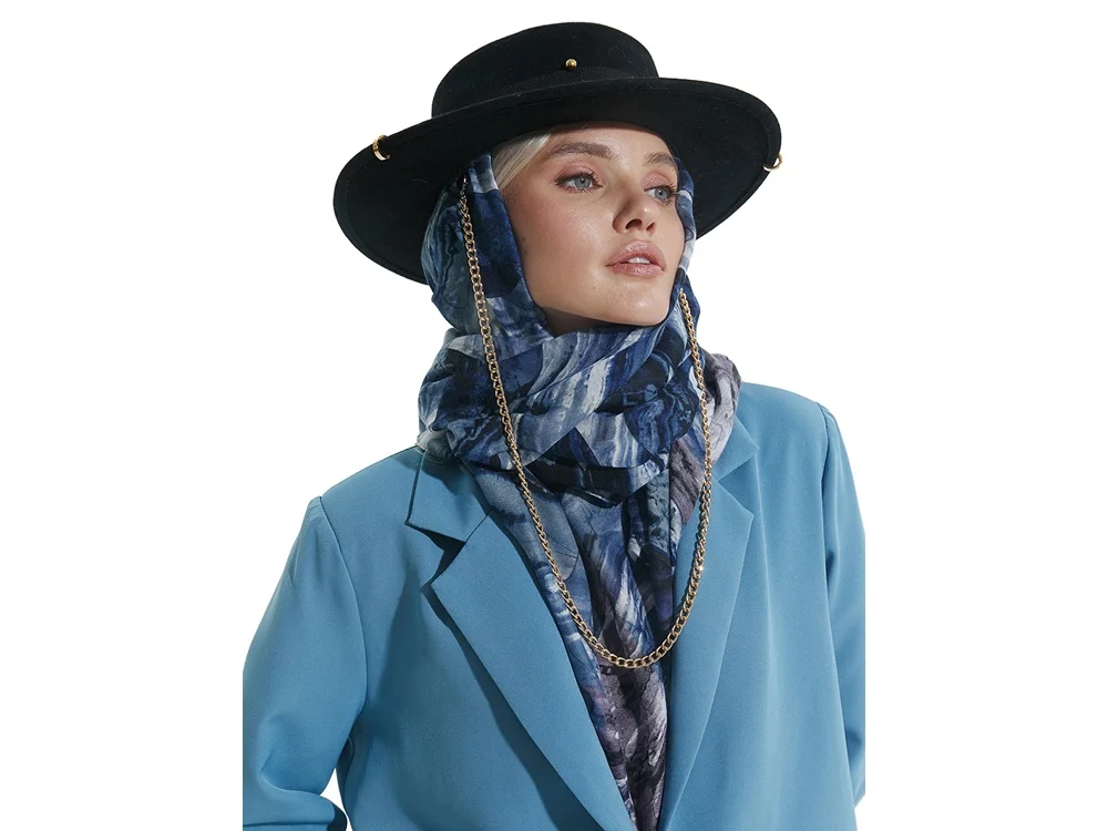 Шарф- палантин «Уральский хребет», синий - фото 9