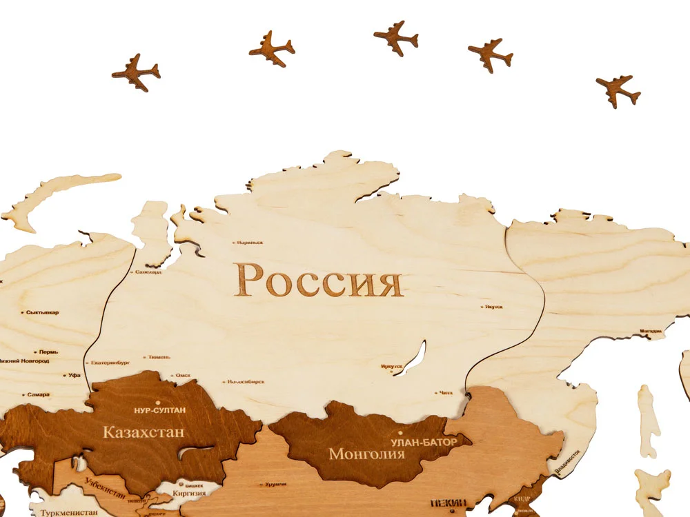 Интерьерная карта мира World натуральный коричневый - фото 5