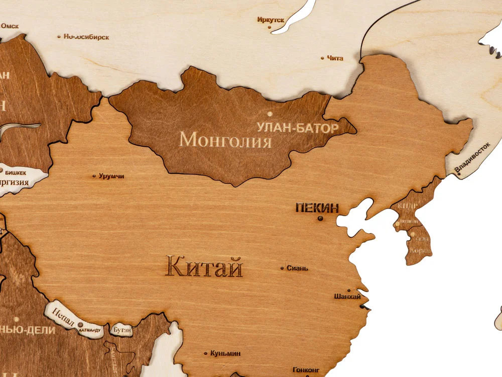 Интерьерная карта мира World натуральный коричневый - фото 6