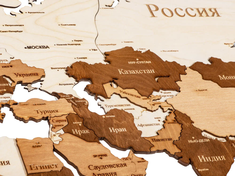 Интерьерная карта мира World натуральный коричневый - фото 7