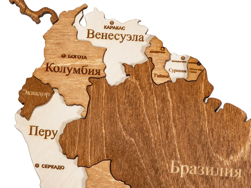 Интерьерная карта мира World натуральный коричневый - фото 8