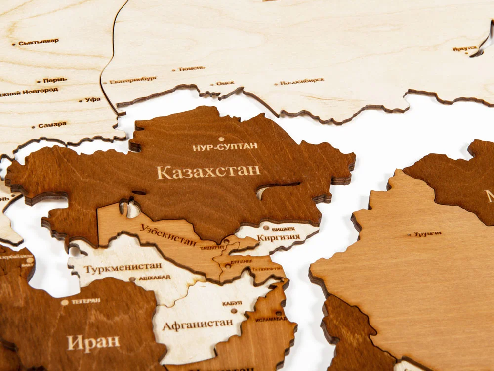 Интерьерная карта мира World натуральный коричневый - фото 9