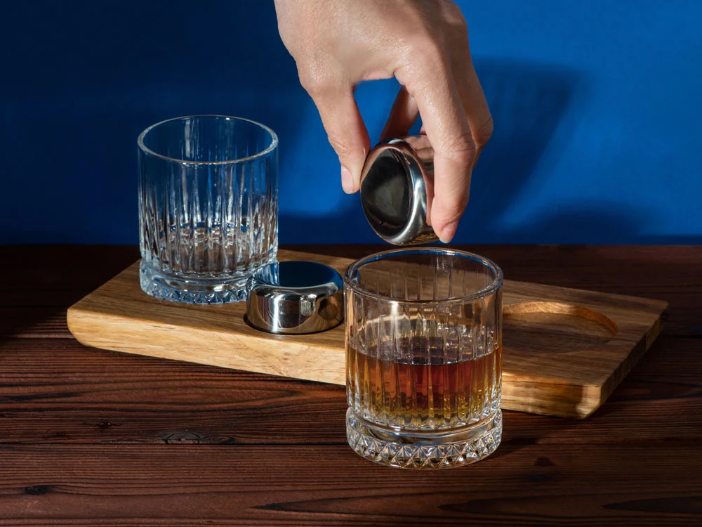 Набор для виски и коктейлей на подставке из дуба Savour натуральный прозрачный серебристый 2 х 210 - фото 11