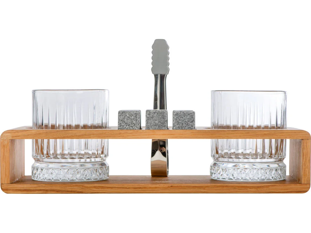 Набор для виски и коктейлей на подставке из дуба «Whiskey Party», натуральный, прозрачный, серый, серебристый, 2 х 210 - фото 2