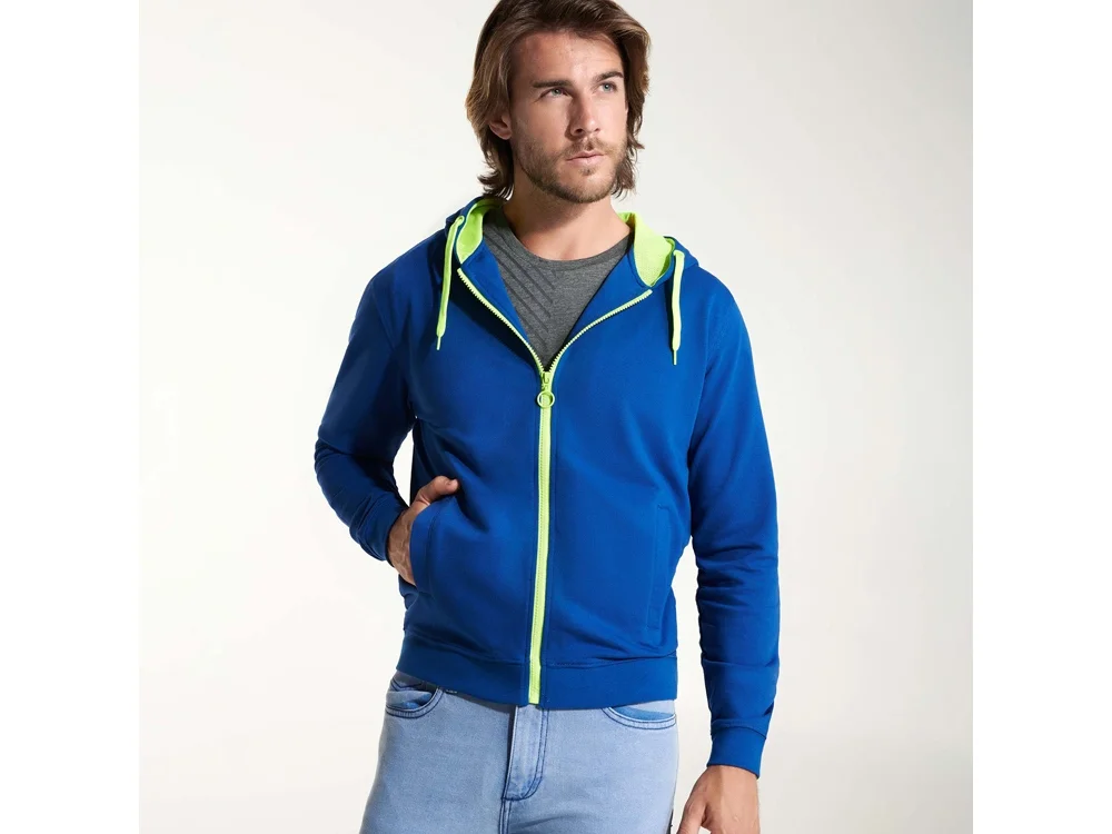 Толстовка на молнии «Fuji» унисекс, королевский синий, неоновый желтый, L - фото 5