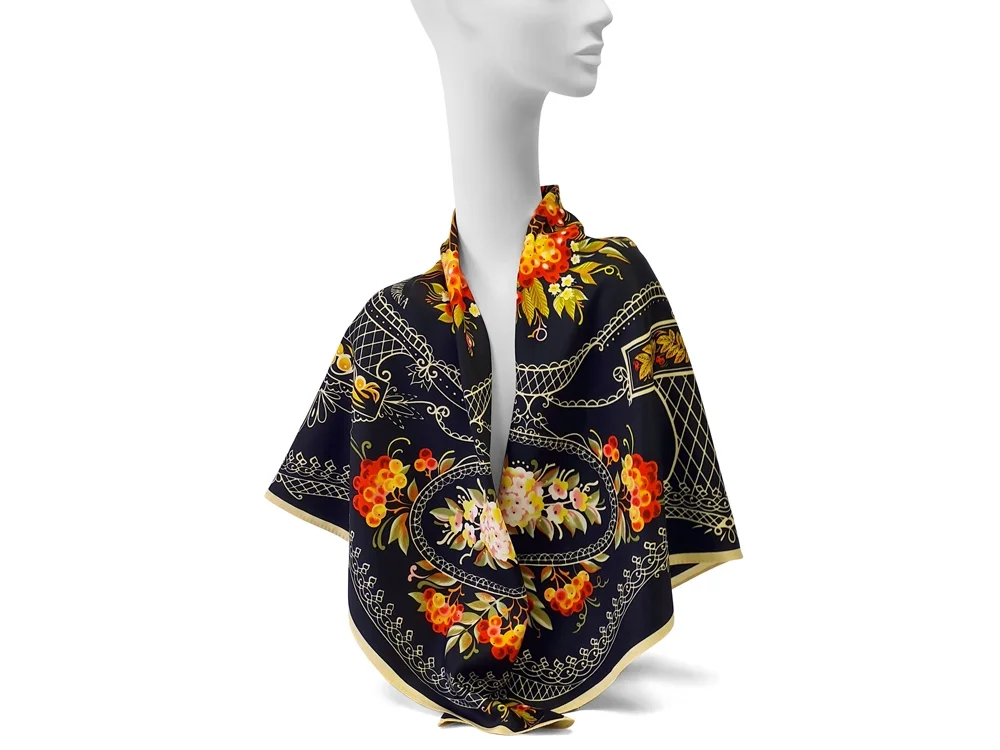 Платок «Тагильский поднос», черный - фото 3