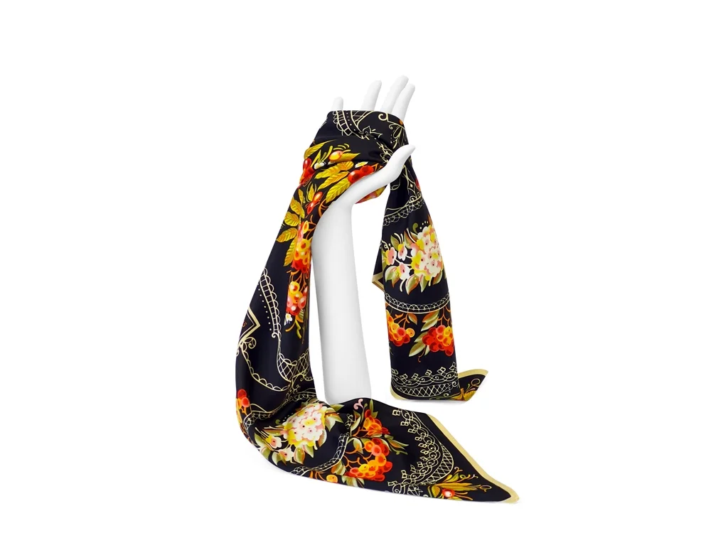 Платок «Тагильский поднос», черный - фото 4