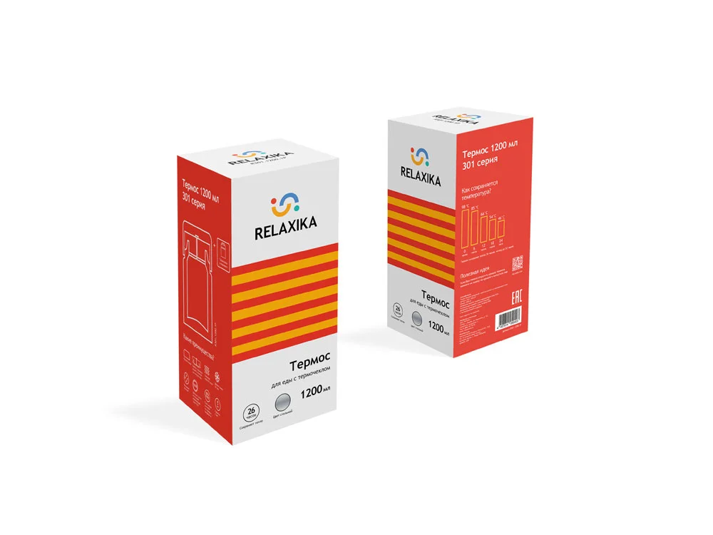 Термос для еды Relaxika 301 в чехле 1200 мл серебристый - фото 19