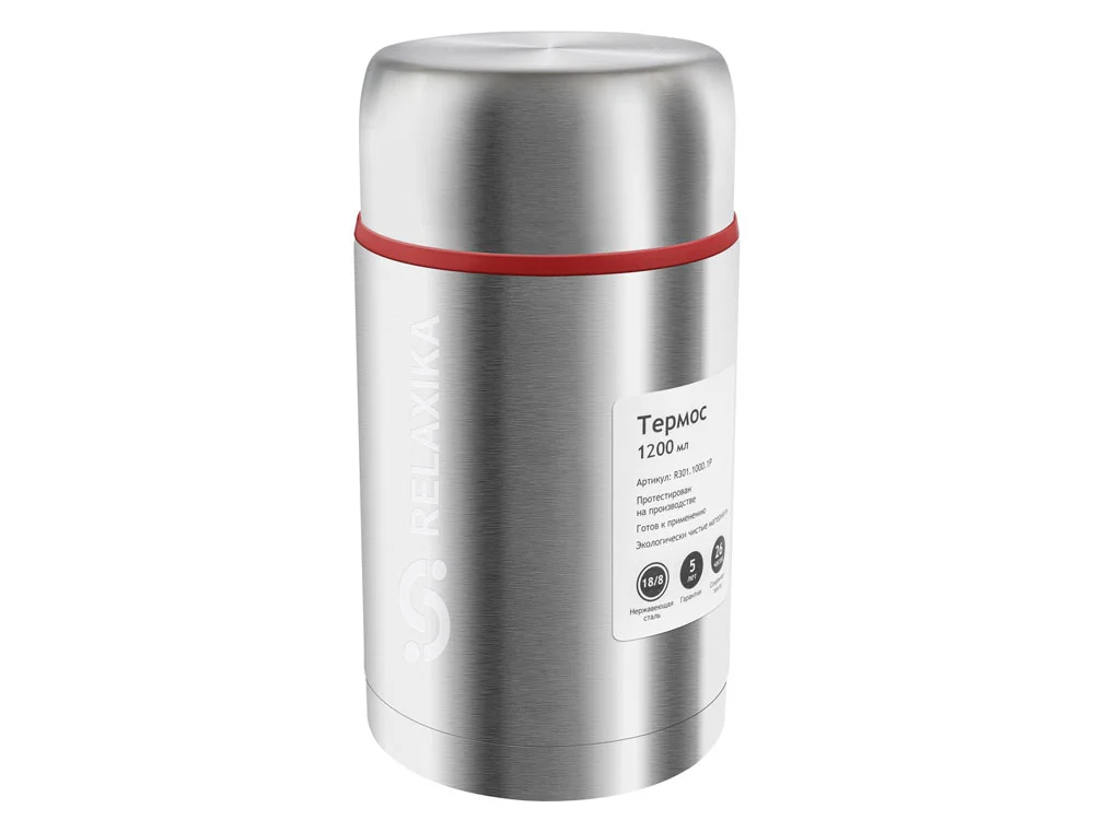 Термос для еды Relaxika 301 в чехле 1200 мл серебристый - фото 2
